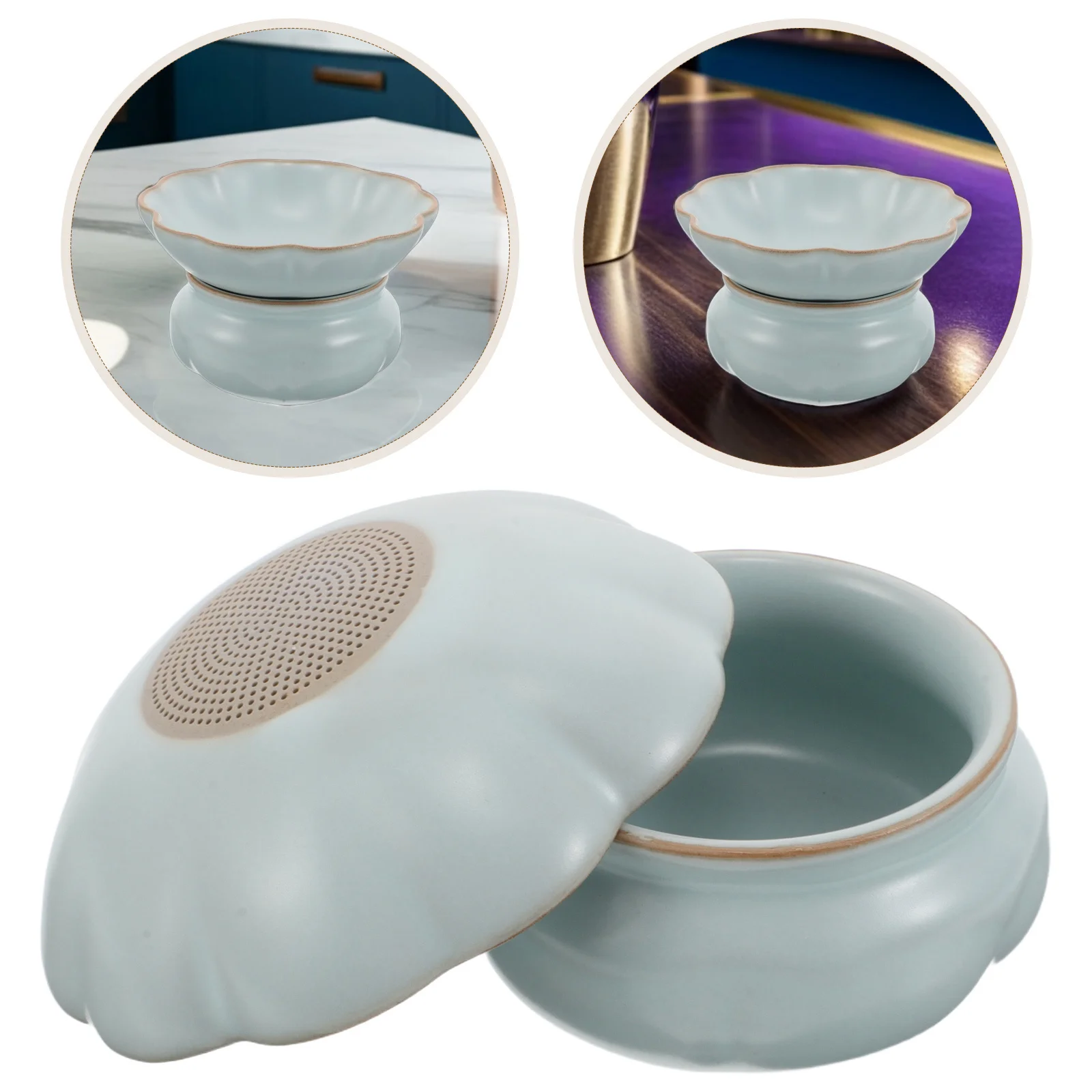 

Ceramic Tea Leaf Strainer with Stand - Vintage Style Teapot Sieve for Loose Leaf Infusion - Decorative Tea Drainer for Office