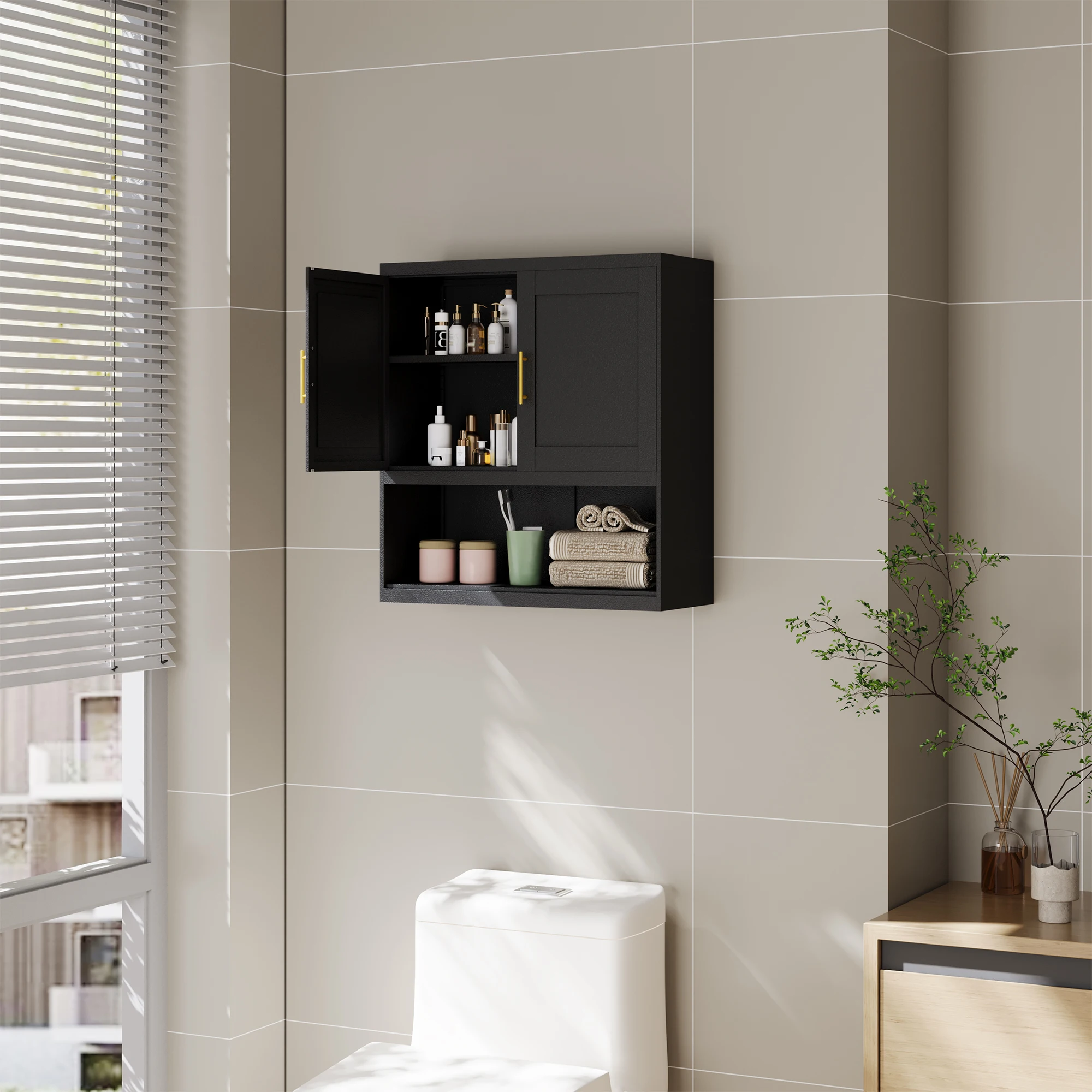 Metal small bathroom wall mounted cabinet, suitable for small space kitchen storage cabinets, garages, and bathrooms