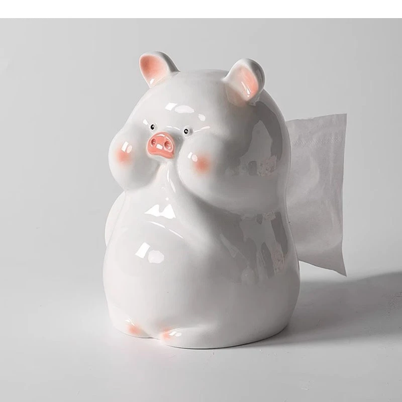 

Cartoon Animal Ceramic Tissue Box Desktop Living Room Napkin Paper Cute Storage Tray High Beauty Container