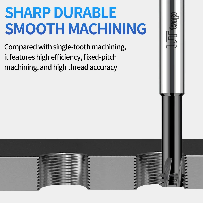 UT TAP CNC Machine Solid Carbide Tungsten Steel Long Shank 100L Three Row Thread Milling Cutter M2 M3 M4 M5 M6 M8 M10 M12 M14