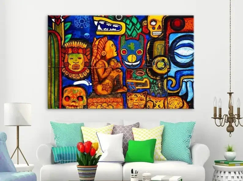 Mexico Street Art Canvas Doodle Mural Painting