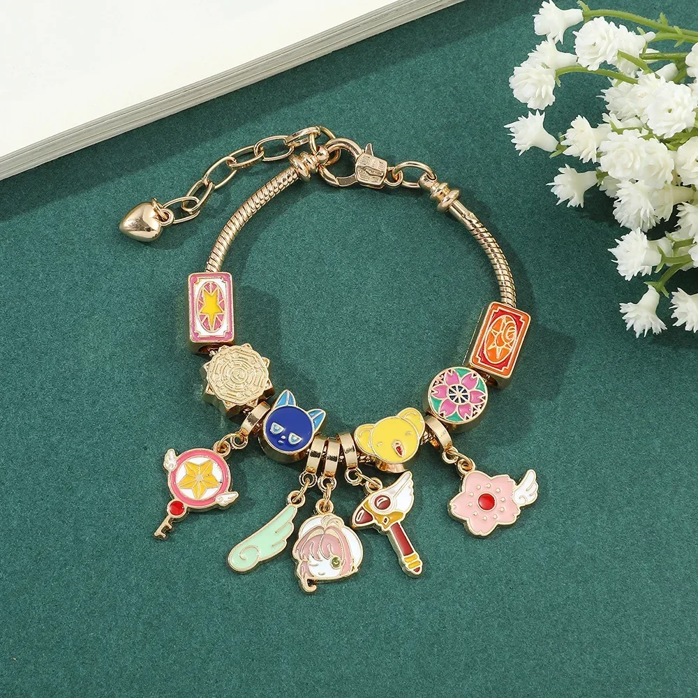 Anime Card Captor Sakura Cosplay Bracelet Kawaii Magic Wand Peandant Beads Fashion Pendant Bracelets Jewelry Christmas Gifts