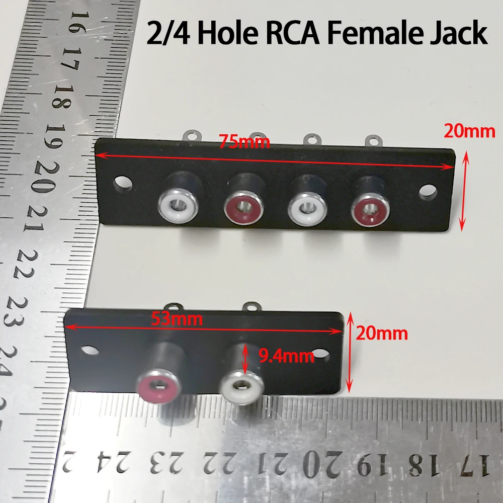 1 Stück 53*20mm 75*20mm 2/4-Wege 2/4-Loch RCA-Buchse Wandmontageplatte Eingangs-Phono-Chassis-Buchse AV-Audio-Adapter – Detail 1