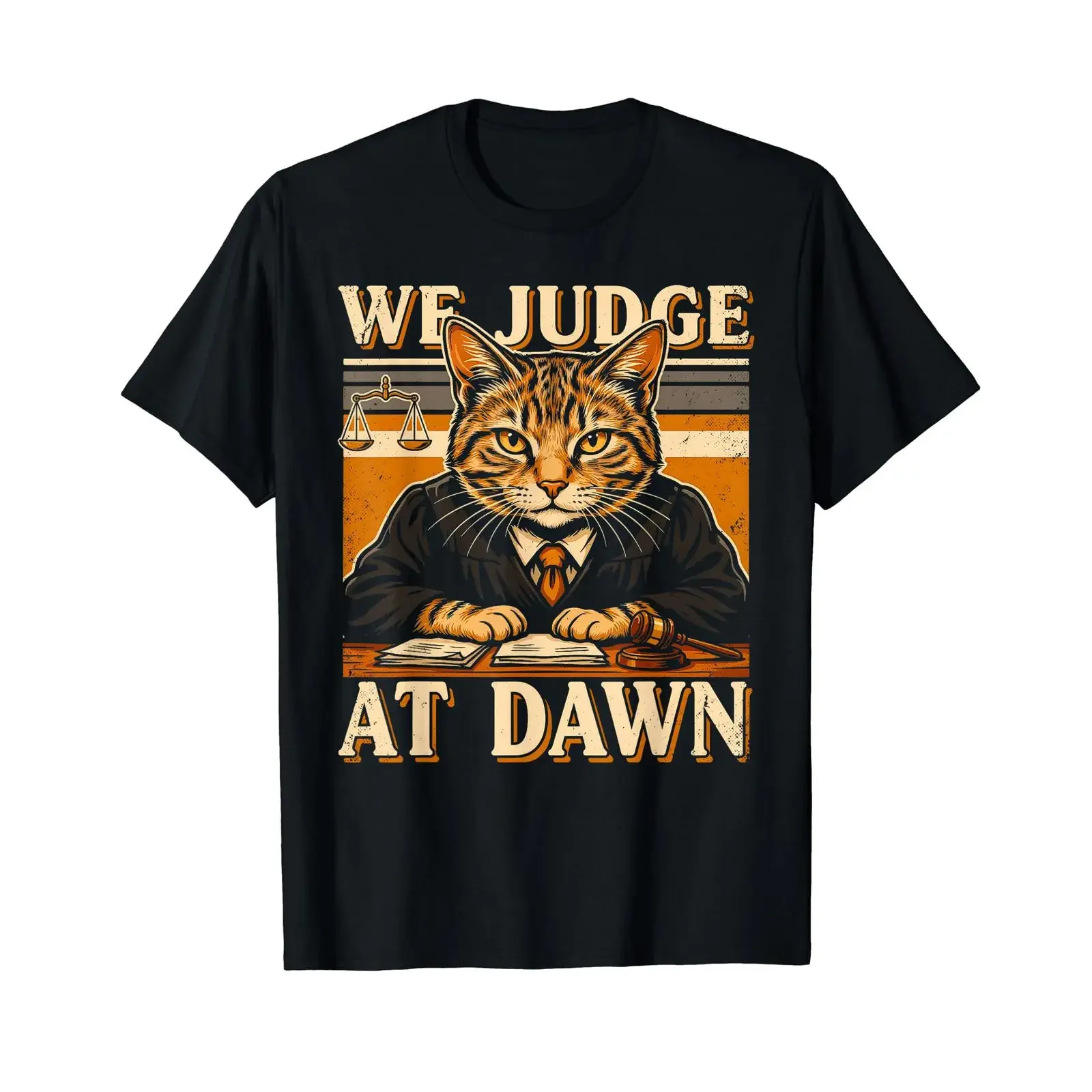 We judge at dawn Feline courtroom humor Affordable graphic T shirt vintage Washed Stylish Slightly streetwear fashion