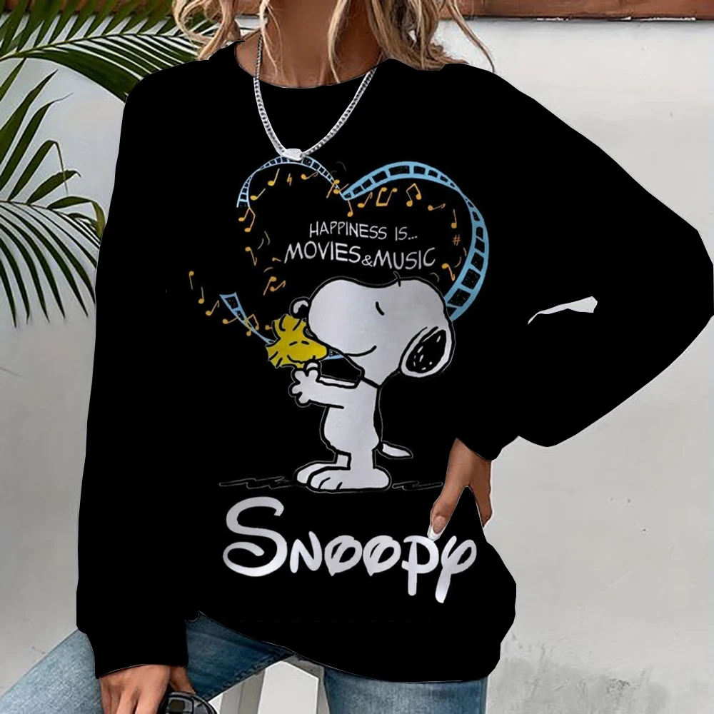 Cute Snoopy print Womens Hoodie Personality Crewneck Hoody simple Oversize Sweatshirt Fashion Casual Female Sportswear