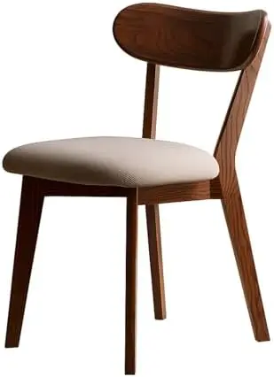 Mid-Century Modern Walnut Dining Chair, FAS-Grade Oak, 400 lbs, Single | Solid Curved Back with Smoked Brown
