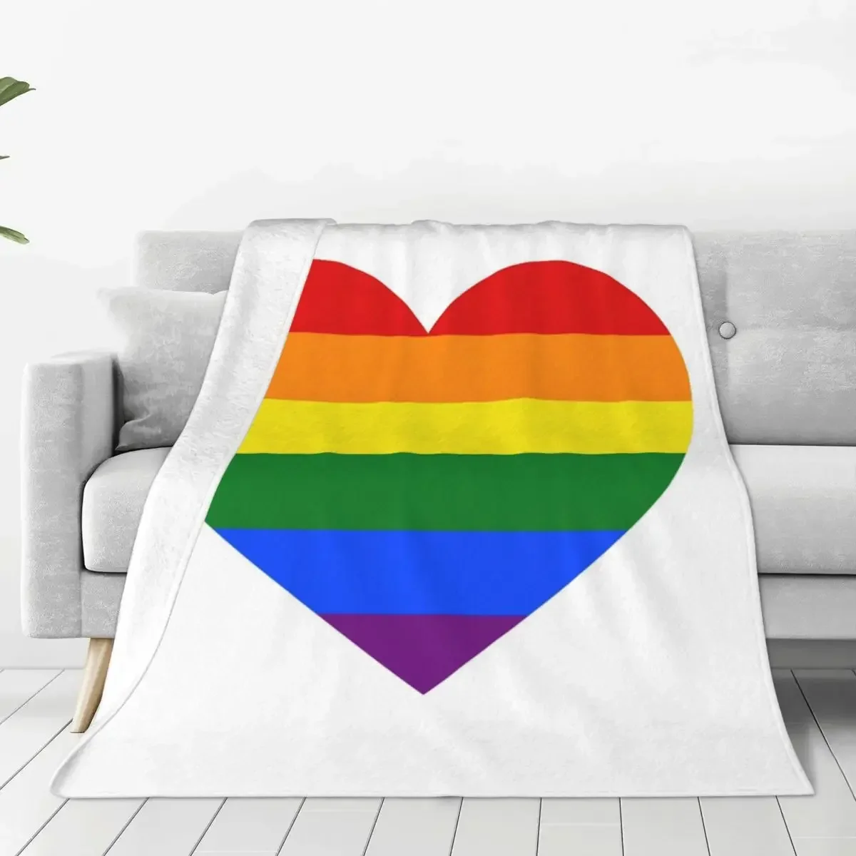 Gay Lgbt Pride Flag Yaoi Flannel Throw Blanket Rainbow Heart Blankets for Home Couch Soft Quilt