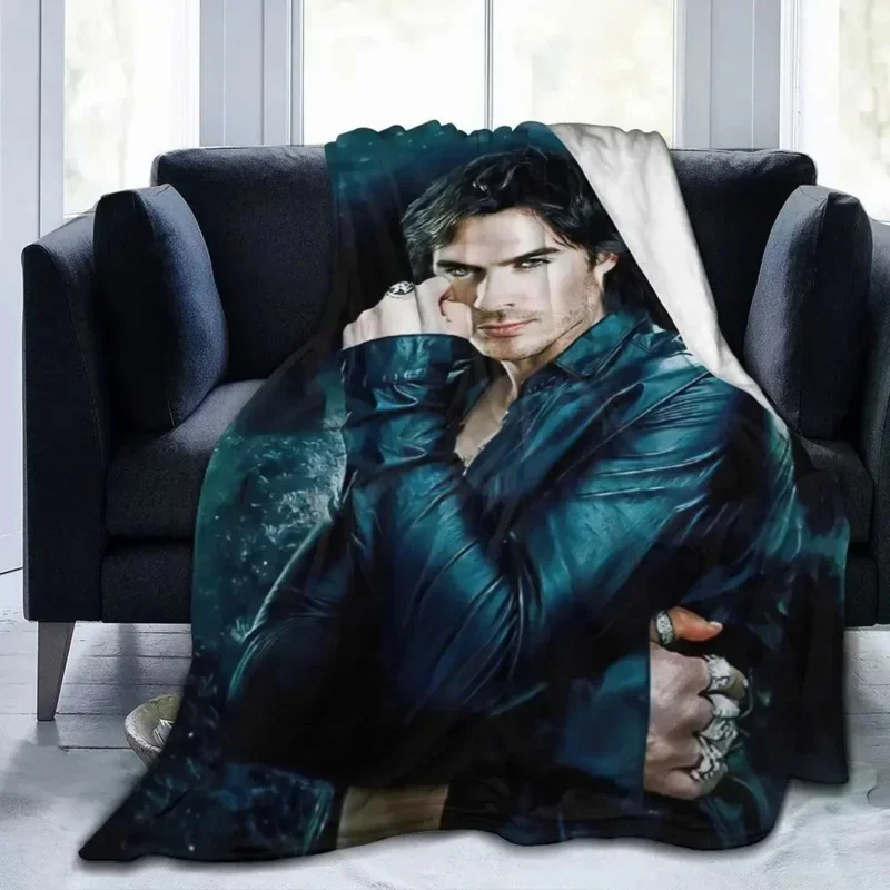 

Sofa Bed Blanket Super Soft Warm Damon Salvatore Vampire Diaries Funny 3D Print Blanket Cover Fleece Throw Blanket