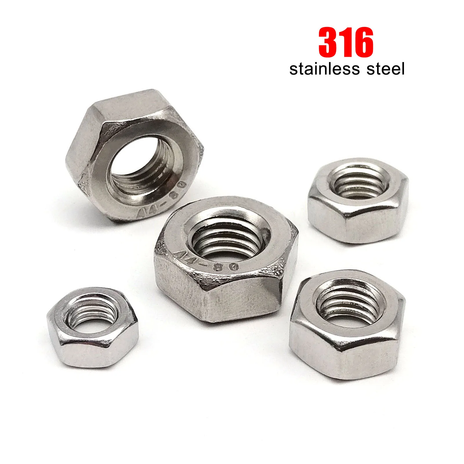 HZYUEGOU Hochwertige M3 M4 M5 M6 M8 M10 M12 M14 M16 DIN934 Seewasserbeständige 316 A4 Edelstahl Sechskantmutter – Detail 2