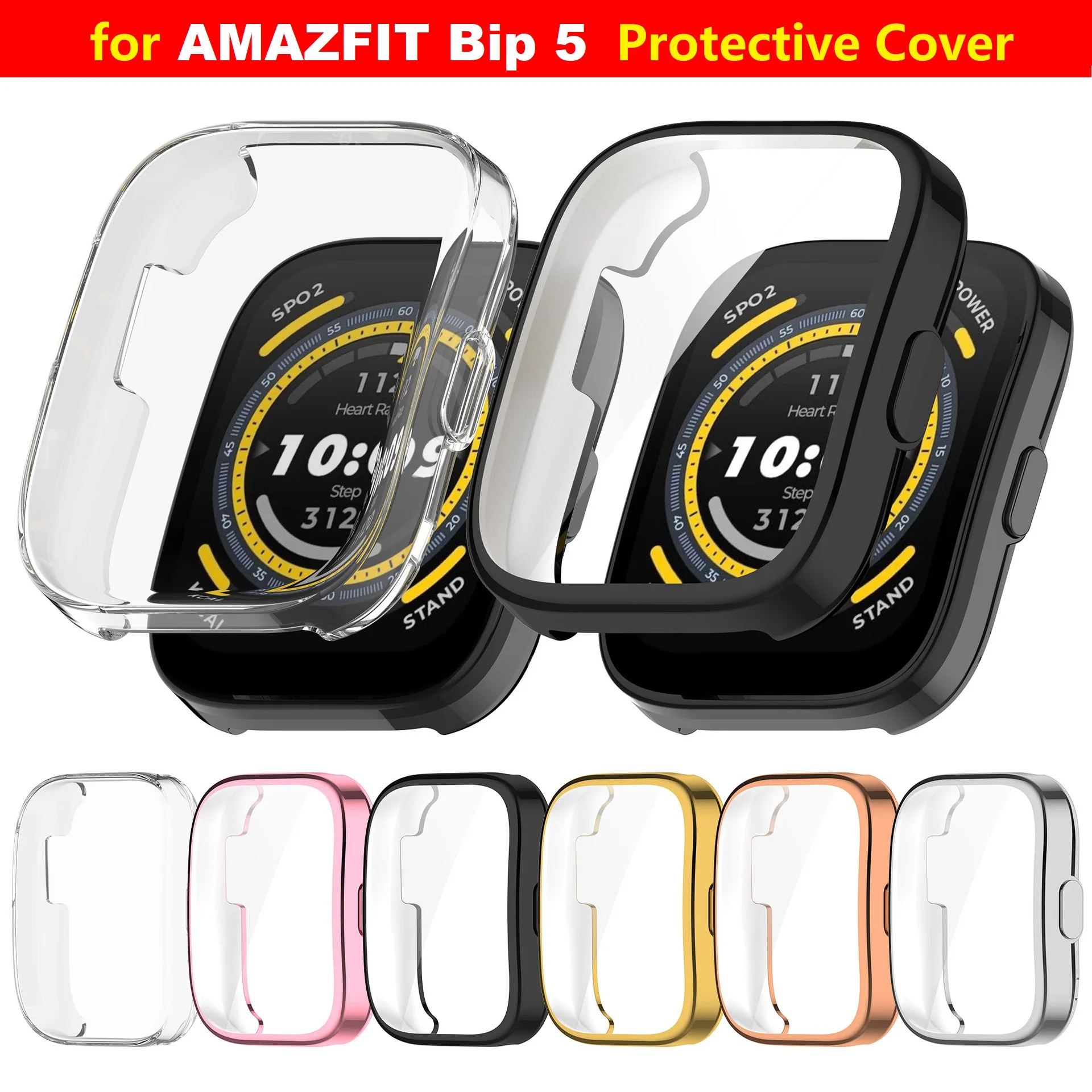 

30PCS Smart Watch Protective Cover for Amazfit BIP5 Soft TPU Bumper Frame Full Screen Anti-scratch Protection Case for Amazfit