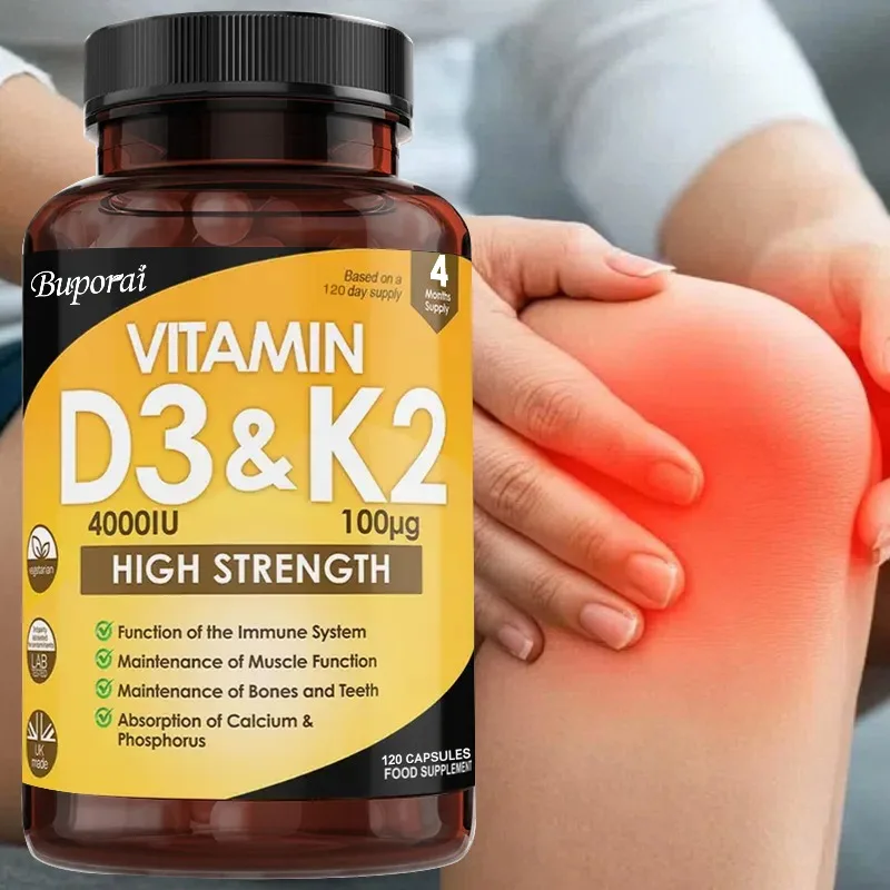 Vitamin D3 and K2 Supplements - Help Regulate Calcium Metabolism, Supports Joints, Muscles and Bones Health, Boosts Immunity