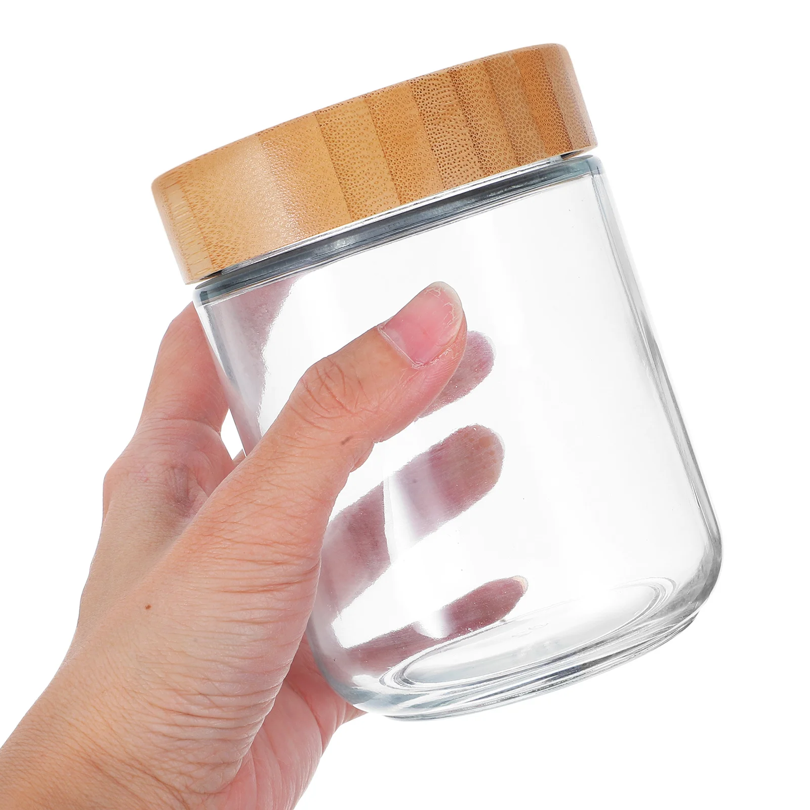 

4Pcs Glass Storage Jars Bamboo Lids Airtight Containers for Kitchen Rice Sugar Flour Organization Bamboo Jars Flour Container