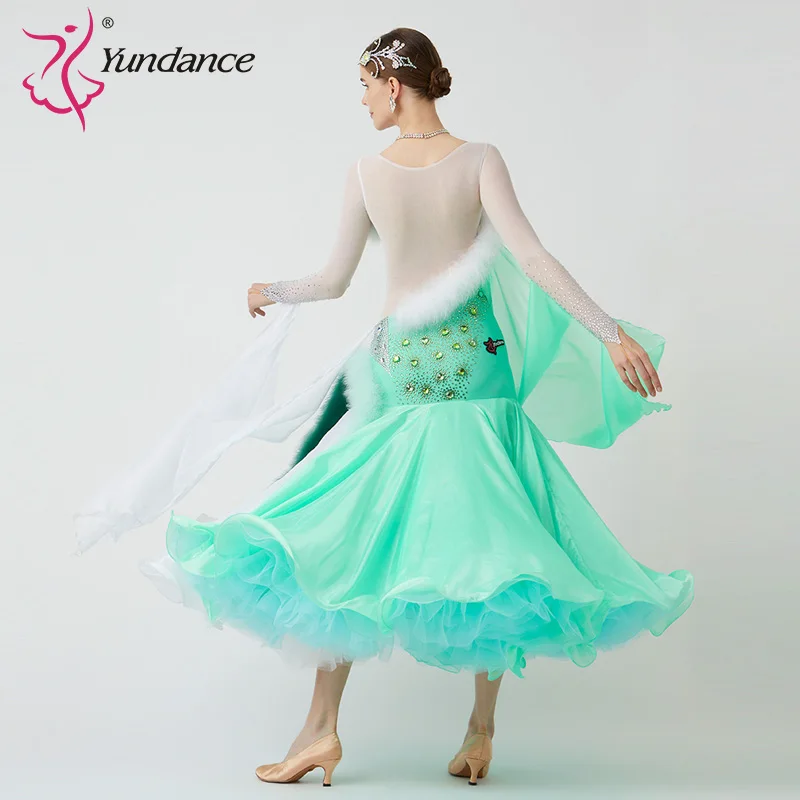 B-23107 New Women Modern Dance Rhinestone Color Diversity Dress Ballroom National Standard Waltz Competition Performance