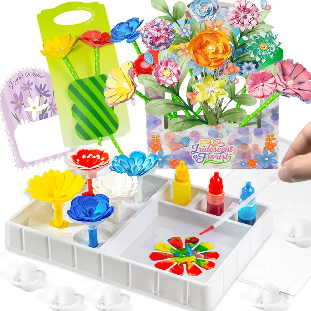 Magic Flower Art Kit For Girls – DIY Blooming Flower Craft Kit With Color Drop Science Experiment | Creative Art & Toy S4M9