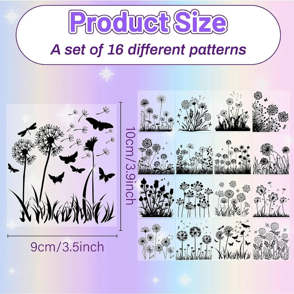 16Pcs Dandelion Silhouettes Mason Jar Decor Butterfly Lantern Laser Cutouts Ornaments Scrapbook Dragonfly Bee for Frosted Glass