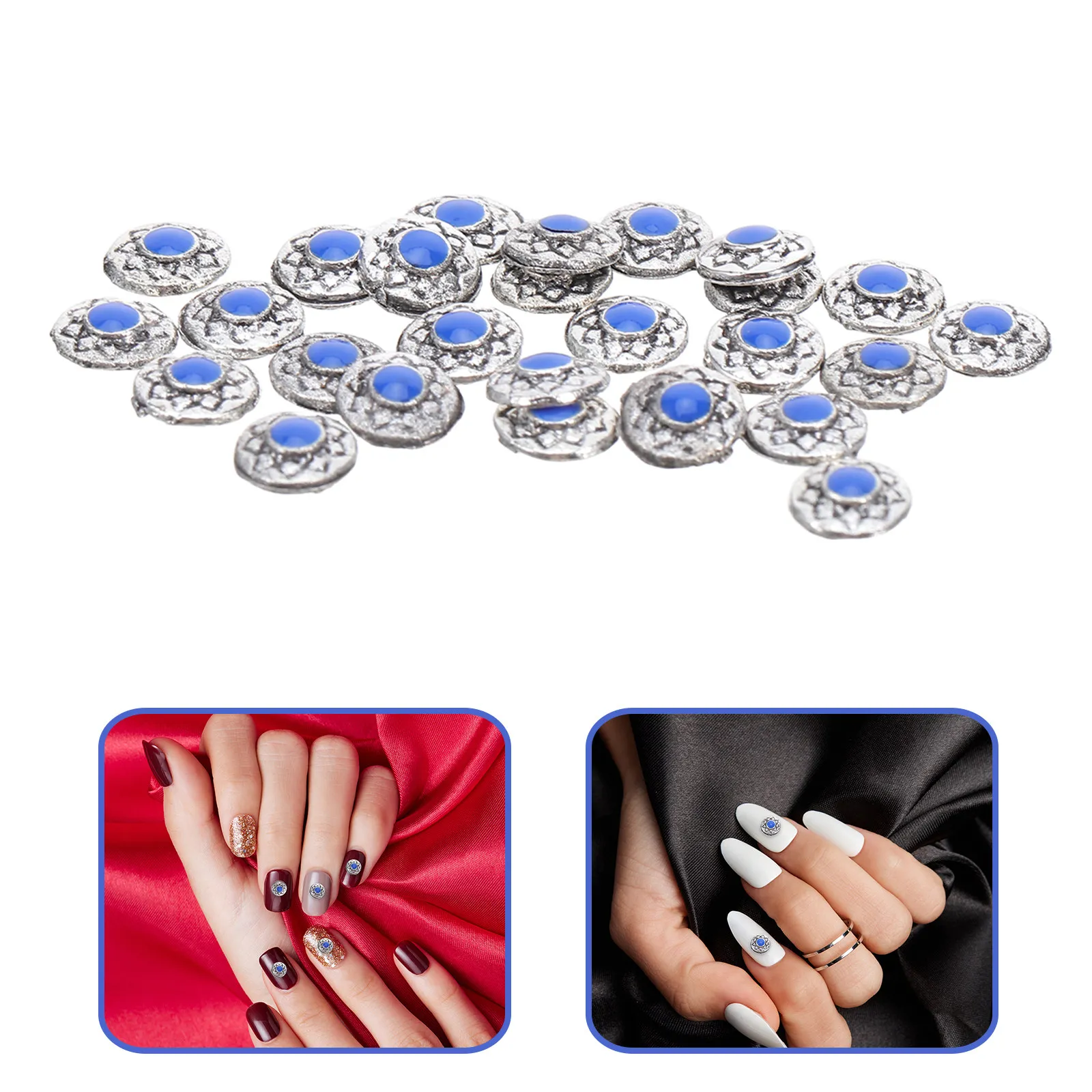 60Pcs Retro Nail Charms Vintage Turquoise Crackle DIY Manicure Decorations for Women Nail Art Supplies Salon Jewelry