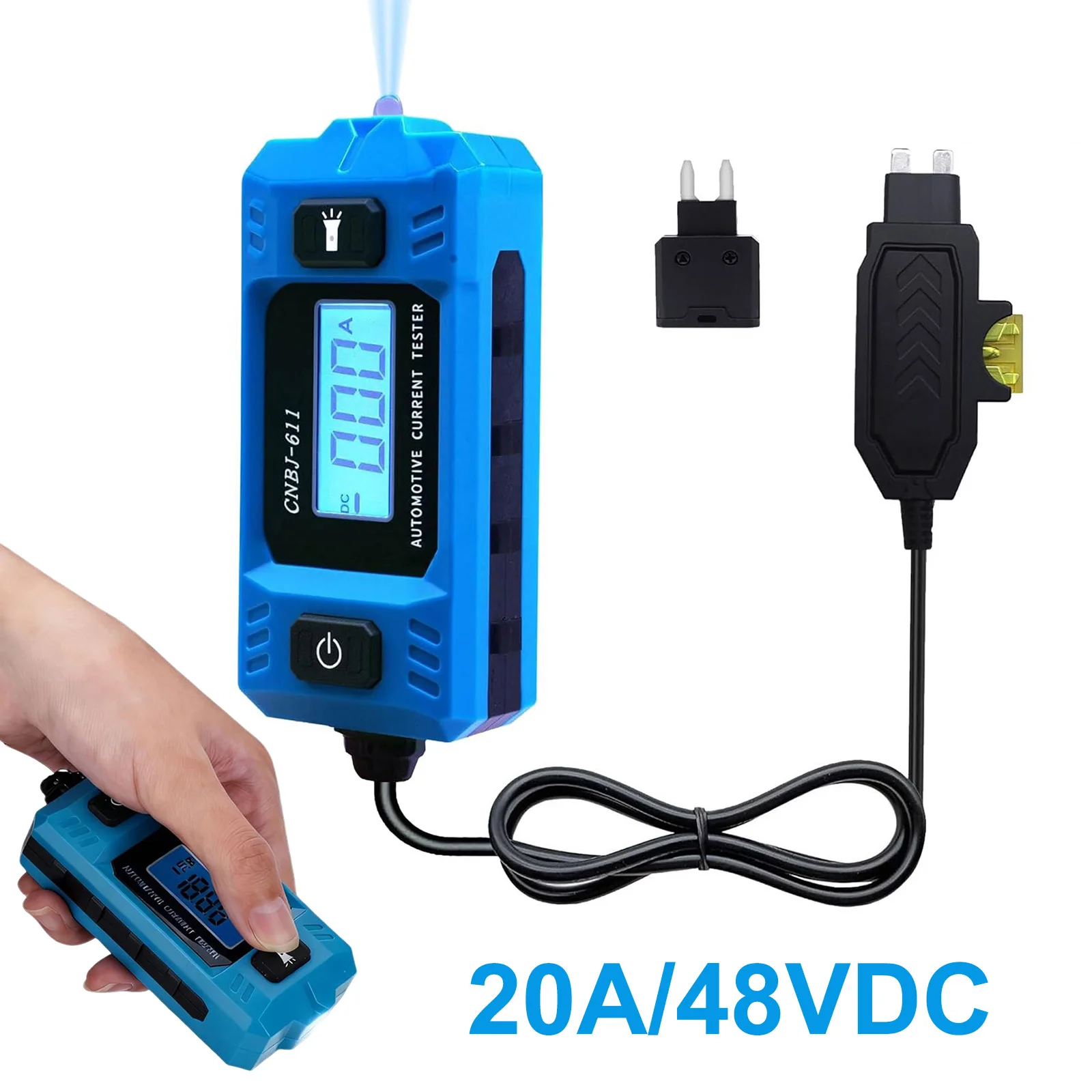 20A 48V Car Relay Fuse Blade Checker W/ LED Display Lighting Automotive Short Open Finder for Electrical Diagnostics