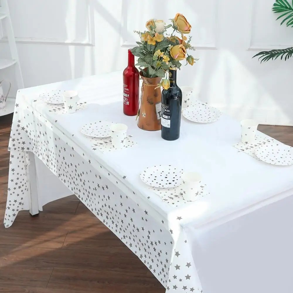 PEVA Waterproof Oil Proof Tablecloth Printed Rectangular Table Cover for Home Dining Party Wedding Decorative Table Protector