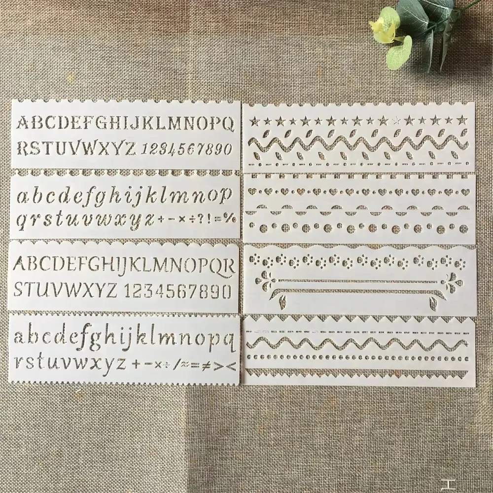 8-piece DIY letter layering template, coloring and embossing process, album decoration card making template