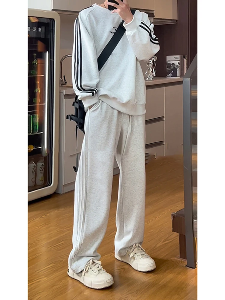 

Мужские повседневные баскетбольные спортивные брюки Cleanfit, осенне-зимние тяжелые брюки Ootd, американские длинные брюки в полоску, свободный крой