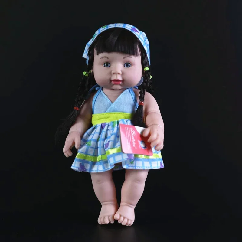 

[Funny] Very cute 30cm Blue eyes headband skirt girl doll Reborn Baby Dolls newborn doll model Figures kids girl gift