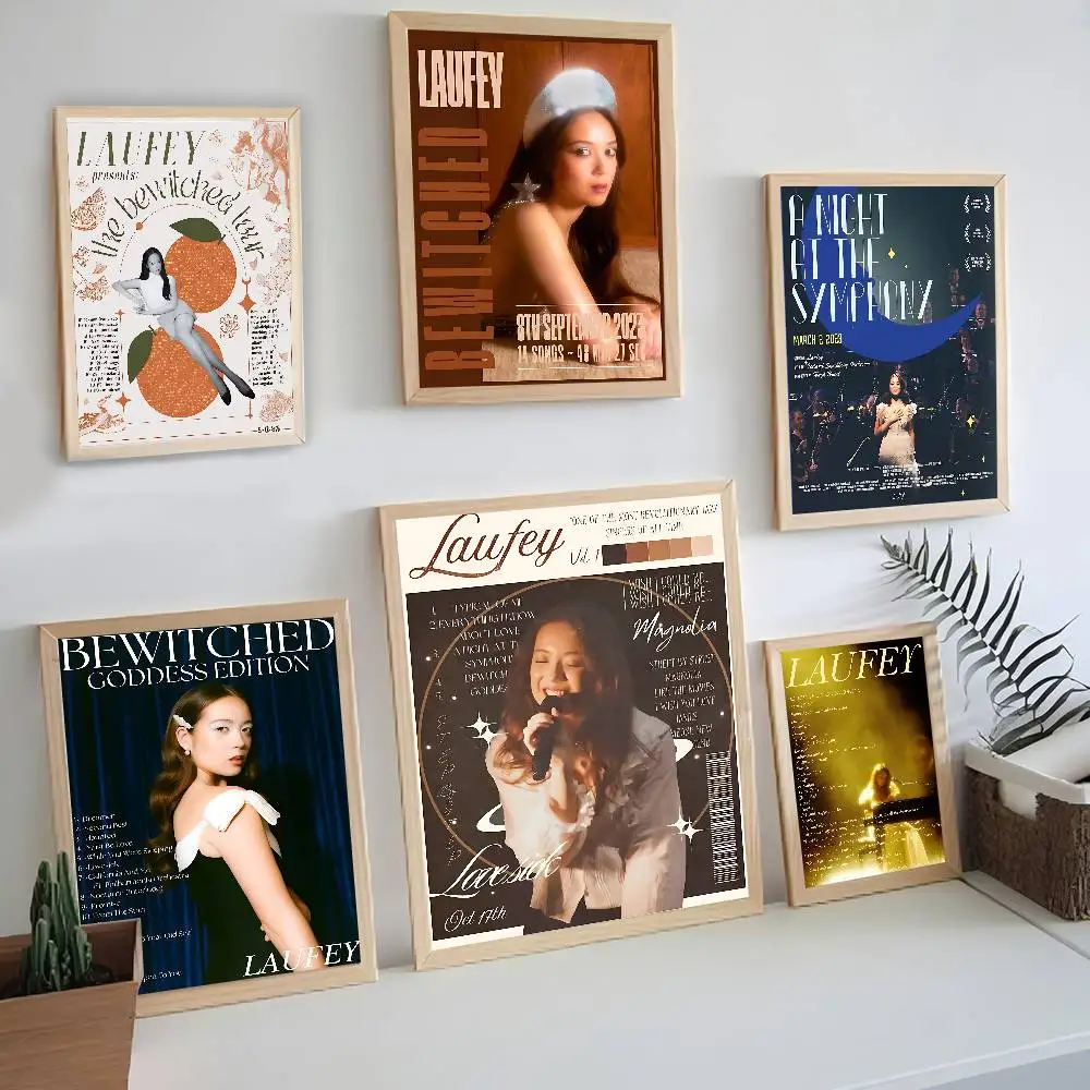 Singer L-Laufey B-Bewitched Whitepaper Poster Waterproof Paper Sticker Coffee House Bar Posters Wall Stickers