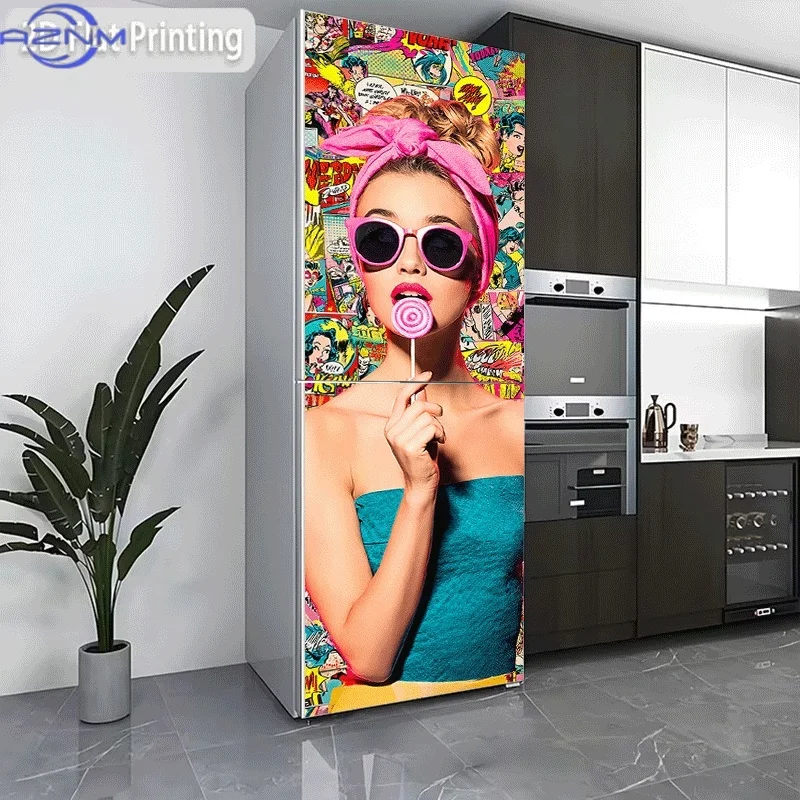 Refrigerator Sticker Sweet Cool Retro Style Pop Sweetheart Pink Trendy Girl Contrast Sweet Cool Girl Vintage Sweet Girl Theme