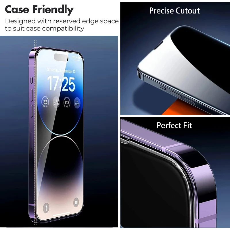 1-5 Piezas Vidrio Templado para iPhone 14 13 12 11 16 15 Pro Max Protector de Pantalla para iPhone 6 6S 7 8 SE X XS XR Película Protectora de Vidrio 2