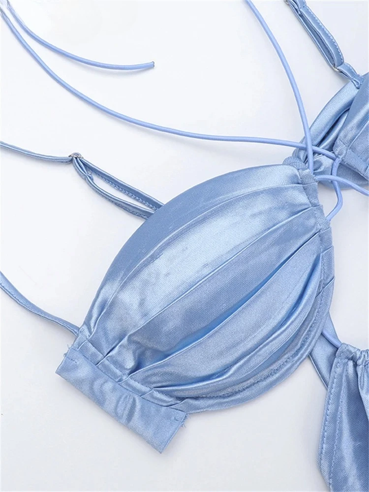 Satin Elegant Women Halter Low Cut Out Sexy Evening Party Dress Maxi Wrap Night Club Summer Backless 2025 Holiday Dress