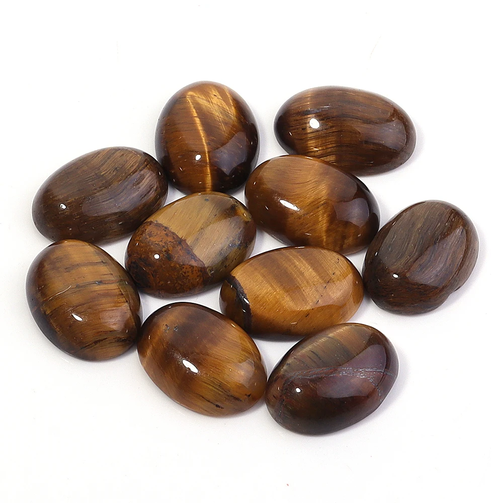 5/10Pcs/Pack Cabochon Natural Stone Oval Agate Lapis Tiger Eye Loose Beads Flat Back Cameo Cabochon Spacers For Jewelri Making