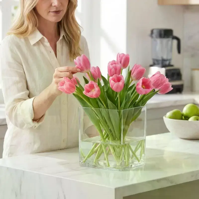 Transparent Acrylic Flower Pot - Minimalist Square/Round Nursery Planter for Desktop & Home Decor