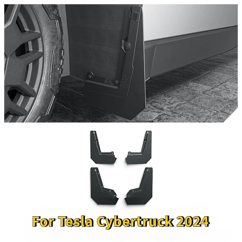 Mudguards for Tesla Cybertruck 2024 TPE 4PCS Invisible Mud Guard Front Rear Wheels Fender Splash Guards Car Exterior Accessories