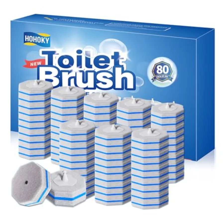 

80Pcs Toilet Wand Refills for Disposable Toilet Bowl Brush Scrubber Cleaner Refill PadsToilet Brush Replacement Compatible Head
