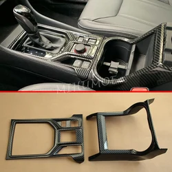 For 2019-2024 Subaru Forester SK Carbon Fiber Car Gear Shift Panel + Cup Holder Cover Trims Interior Accessories