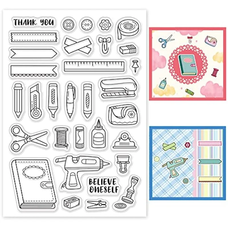 Staacquering-Tampons transparents en silicone, stylo électronique, règle de livre, décoration de cartes exécutives, album de scrapbooking