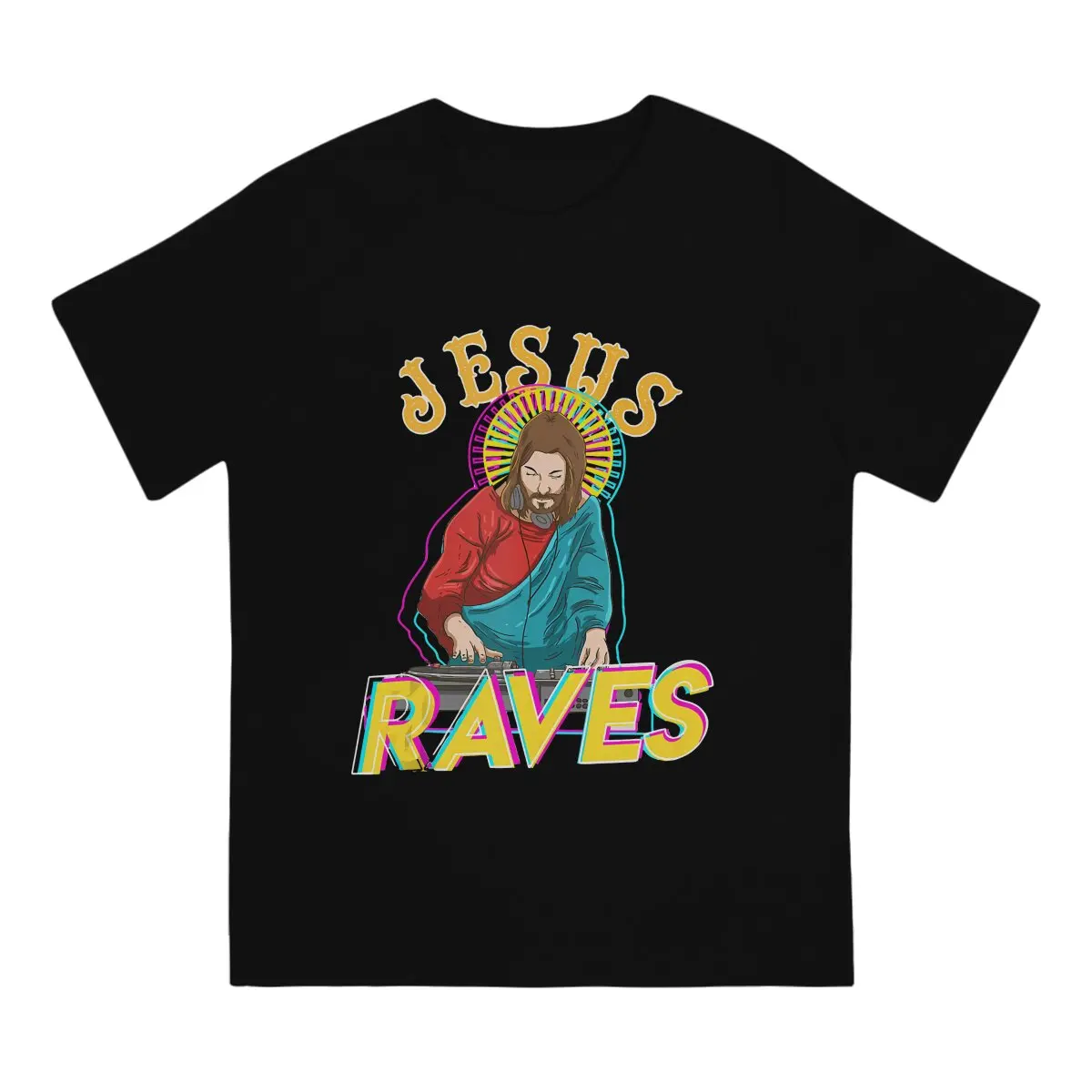 Jesus Man TShirt Raves Funny EDM Music Festival Party Christian DJ Gift Tank Top Fashion T Shirt Graphic Streetwear New Trend