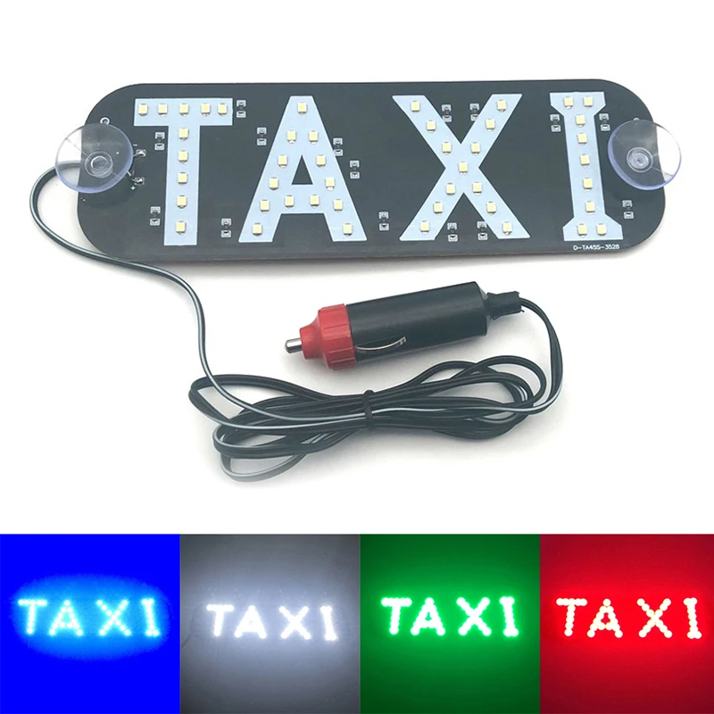 Taxi Sign LED Indicator Light Panel Sign Warning Light Cigarette With Suction Beacon Signal Light Taxi Light DC12V