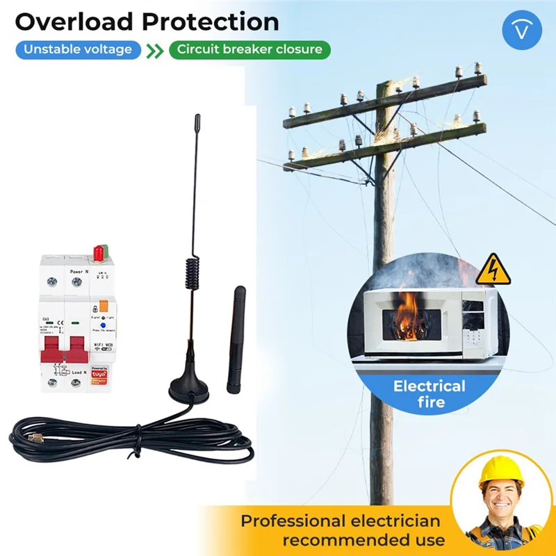 Medición Wifi Graffiti con protección contra fugas puerta eléctrica hogar 2P disyuntor 63A temporizador interruptor maestro, tipo B duradero