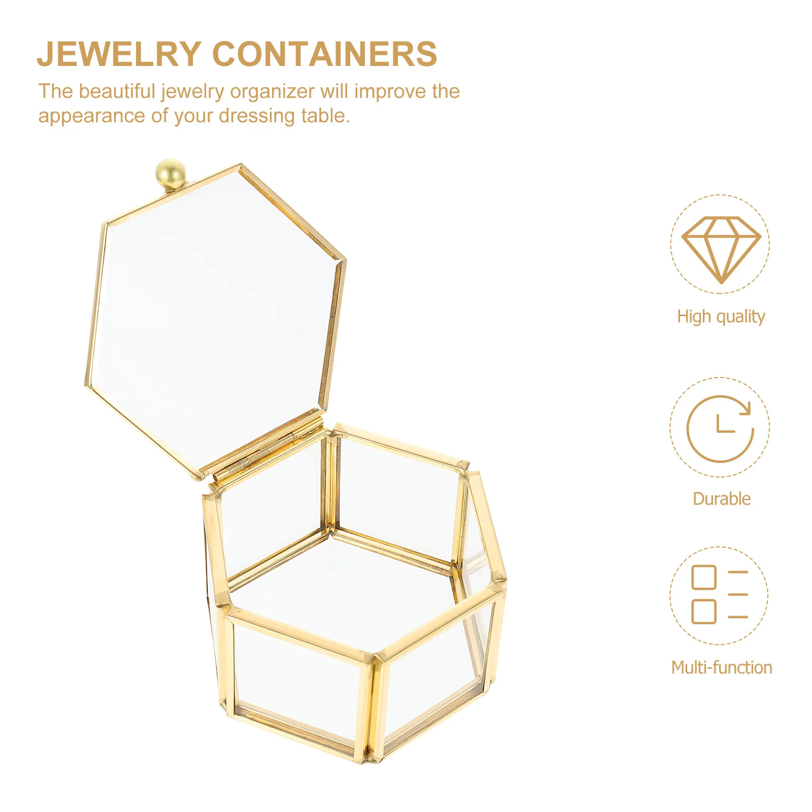 Fashion Jewelry Box Simple Bracelet Boxes Storage Hexagon Metal Holders Elegant
