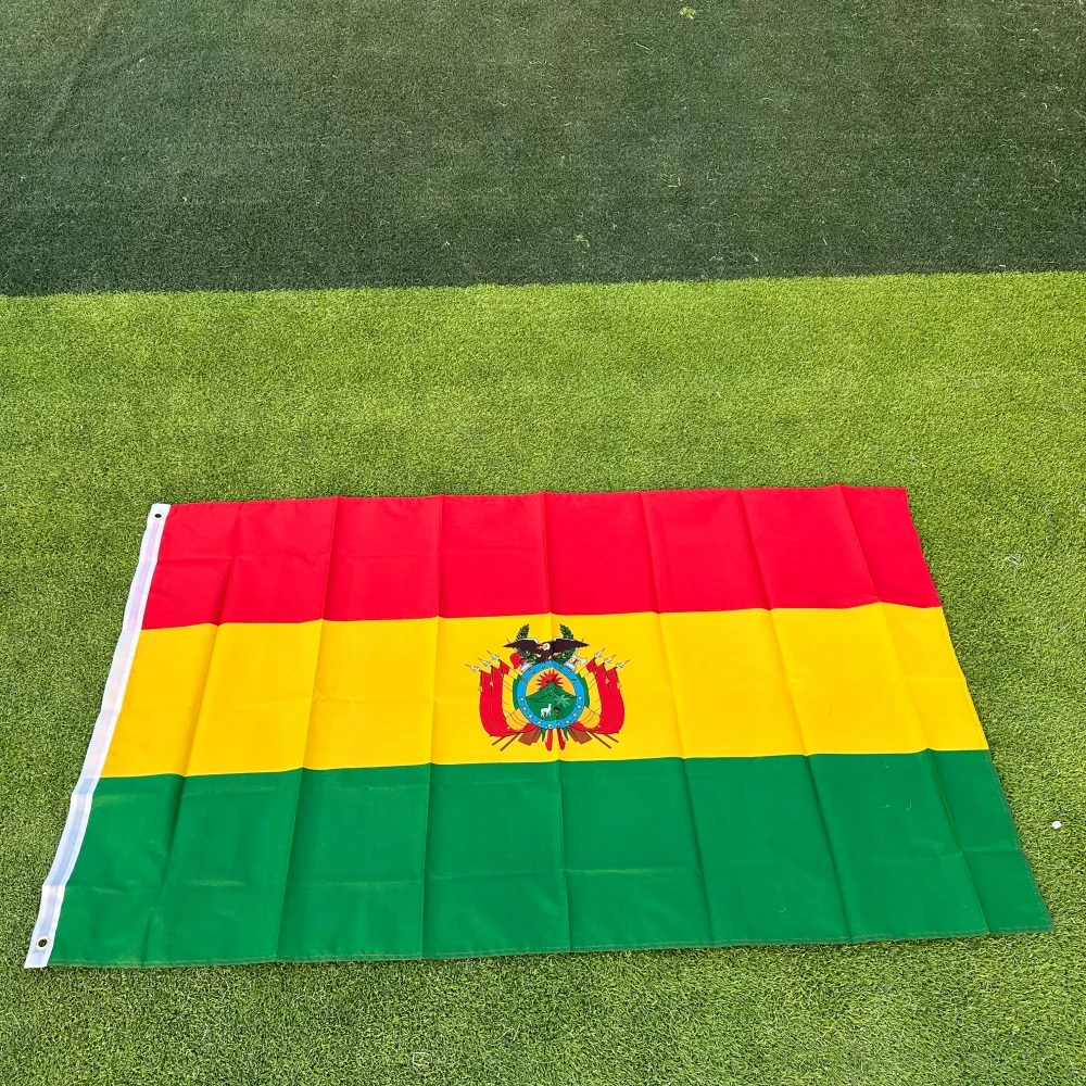 FlagGo Bolivia Flag 150x90cm 3x5 FT Red Yellow Green Stripes with Coat of Arms Polyester Double Stitched Outdoor Indoor Decor