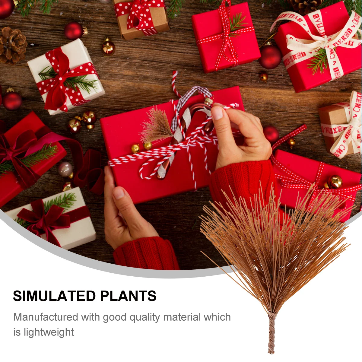 

30Pcs Christmas Pine Needle Accessories Realistic Simulated Plants Versatile Ornaments Clear Texture High Simulation for Festive