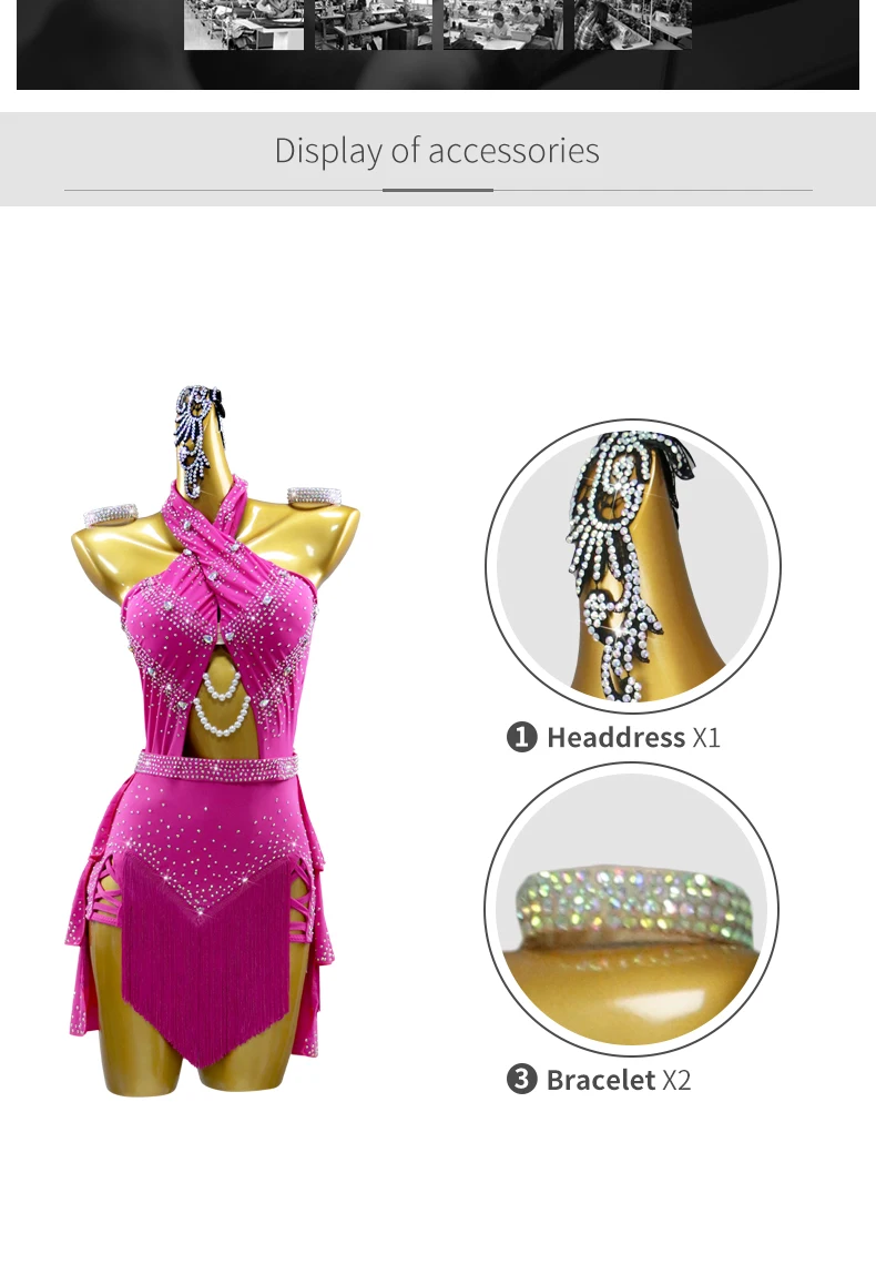 Damen-Kostüm für Festival, Tanz und Sport, Fransenrock, Lateinanzug, Damenkleid 2025, Mädchen Sexy Tanz- und Partykleidung – Detail 4