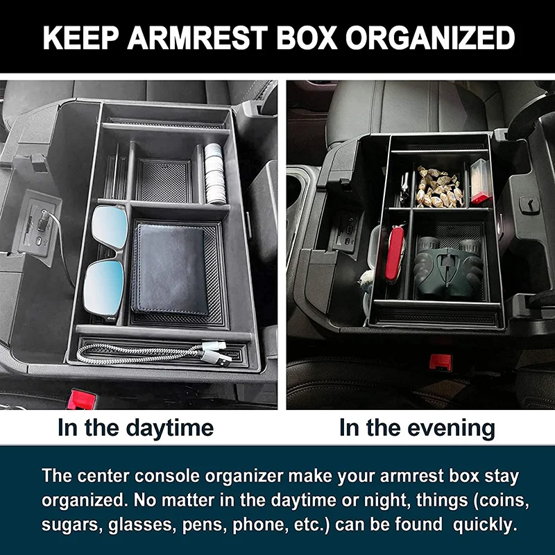 For Chevy Silverado/GMC Sierra 2500/3500HD 2020 2021 2022 2023 Accessories Organizer Bracket Tray Container Stowing Glove Box 4