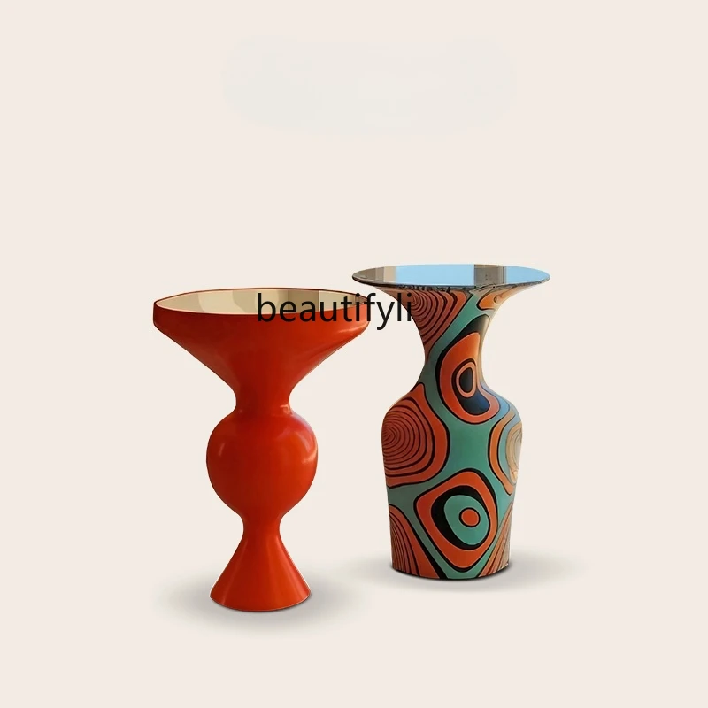 

Artistic Painted Corner Table Creative Side Table Living Room Aesthetic Furniture