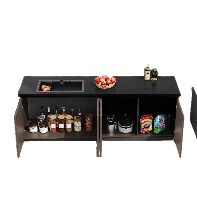 

Outdoor garden kitchen cooking console outdoor stone water bar counter courtyard wash basin storage cabinet integrated