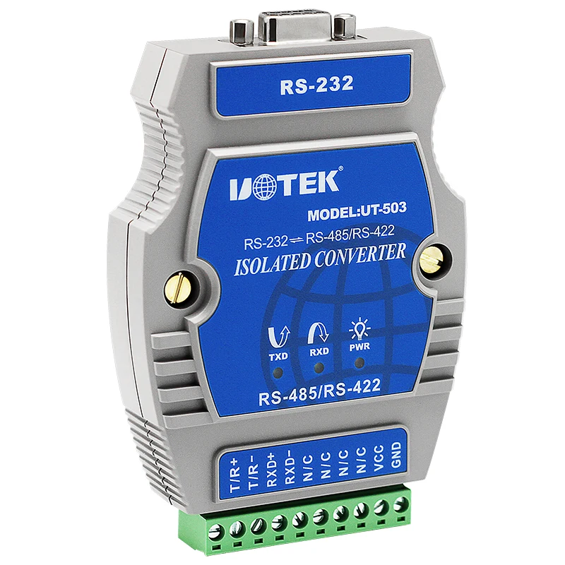 Industrial RS232 to RS485 RS422 Serial Interface Converter with Isolation RS232 to Ethernet Adapter UT-503 UOTEK