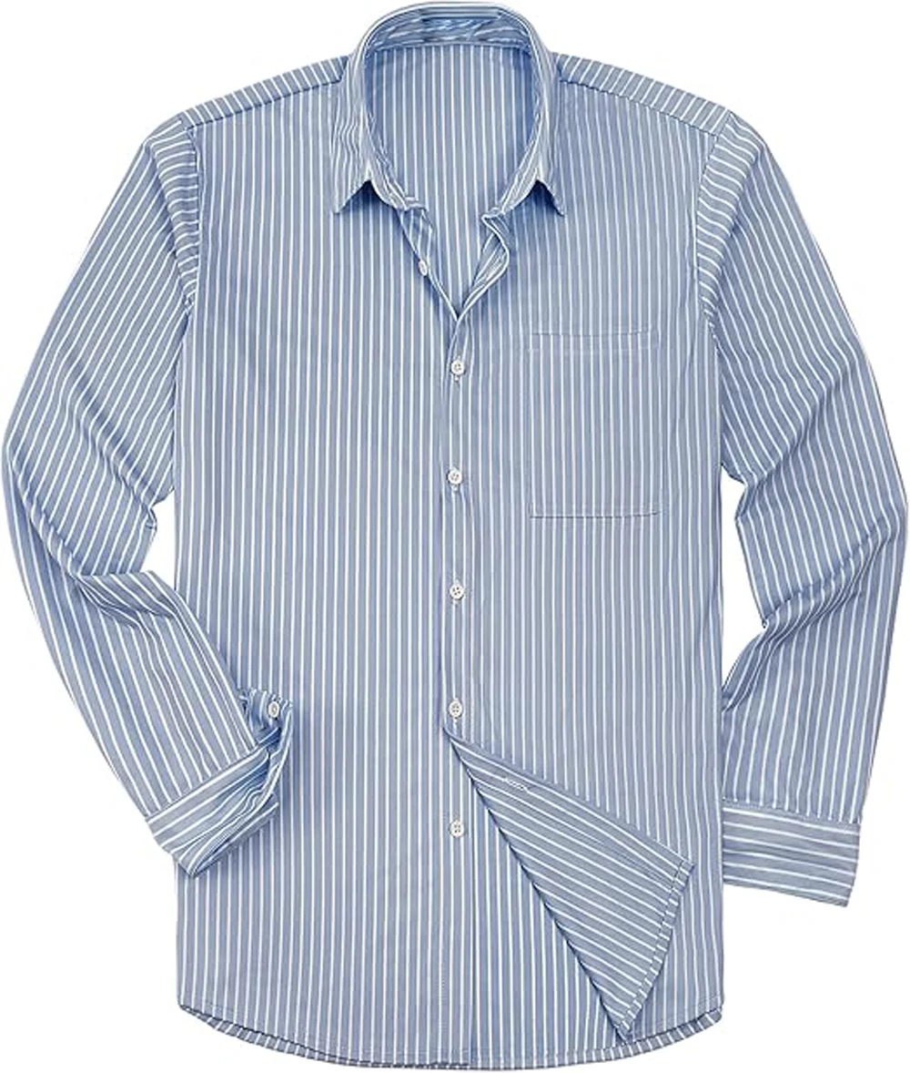 Camisa sencilla de negocios a rayas de Color claro con estampado 3D para hombre, Top informal de calle para fiesta, Top hawaiano de manga larga con botones de solapa transpirable