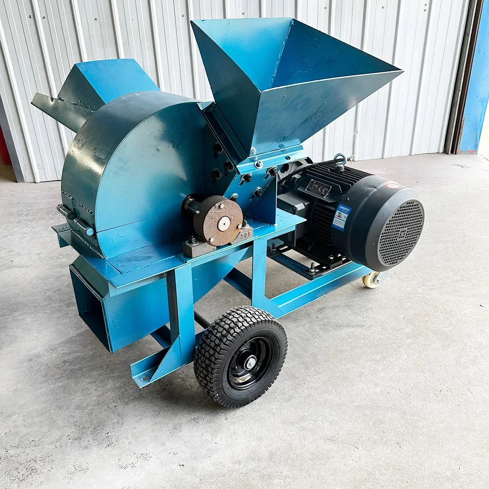 2025 Upgraded Electric Wood Chipper Dual Feed Inlet Grinder for Wood Coconut Shell Forestry Farm Use