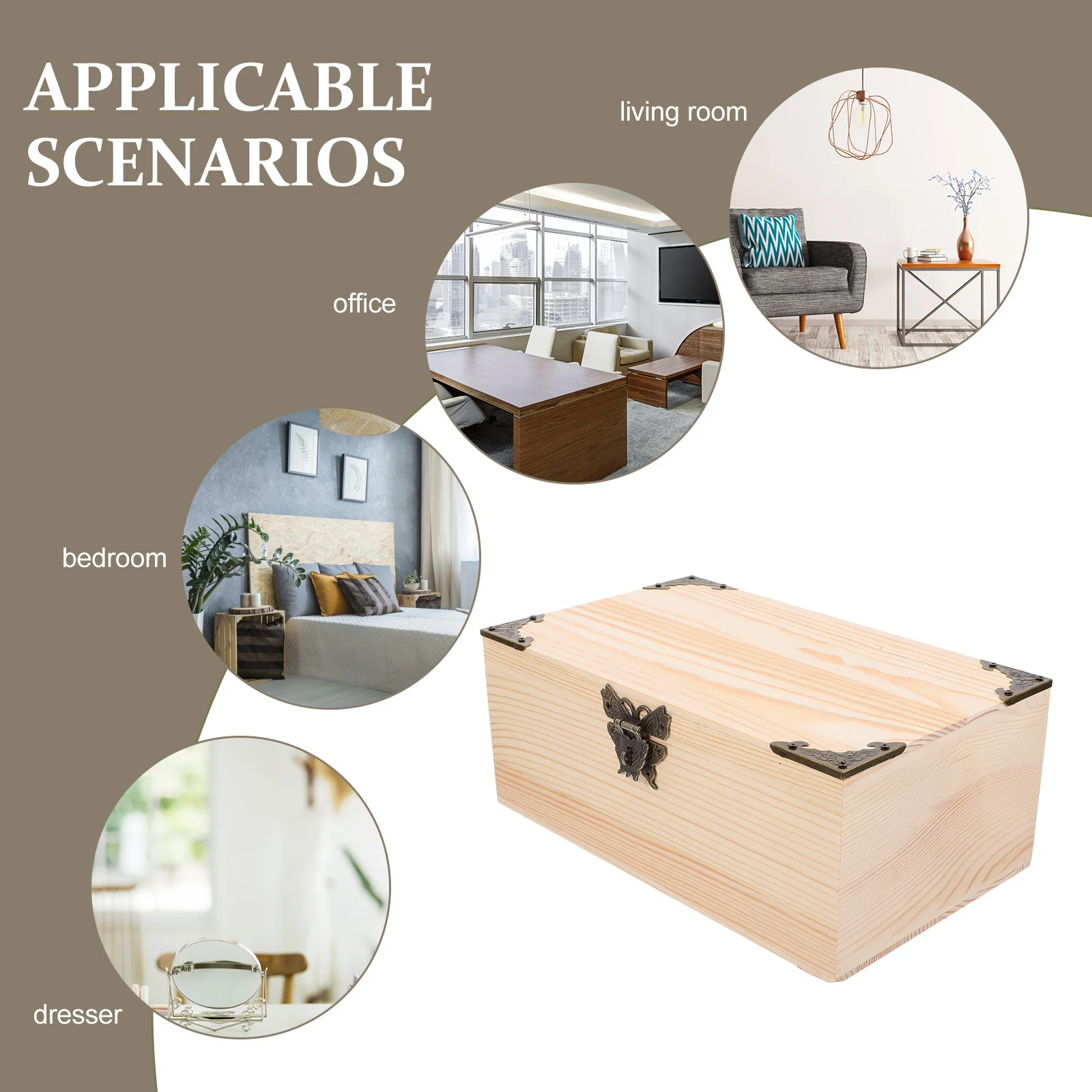 

Wooden Jewelry Storage Box Lidded Craft Organizer Keepsakes Eyeglasses Watches Compact Desktop Ornament Wooden Storage Box