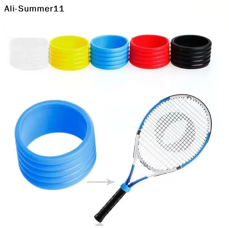 【A6L】4 Stück Silikon-Tennisschläger-Griffringe, Gummi-Schweißabsorbierende Bänder, Dehnbare Fixierbänder für Tennisschläger-Griffe, Tennis-Zubehör